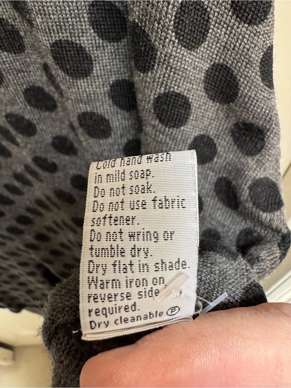 Banana Blue Gray Wool Top With Black Polka Dots